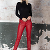 ZINGA Leather Red Leather Biker Trousers in Supple Lambskin | ZINGA Leather