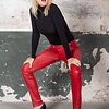ZINGA Leather Red Leather Biker Trousers in Supple Lambskin | ZINGA Leather