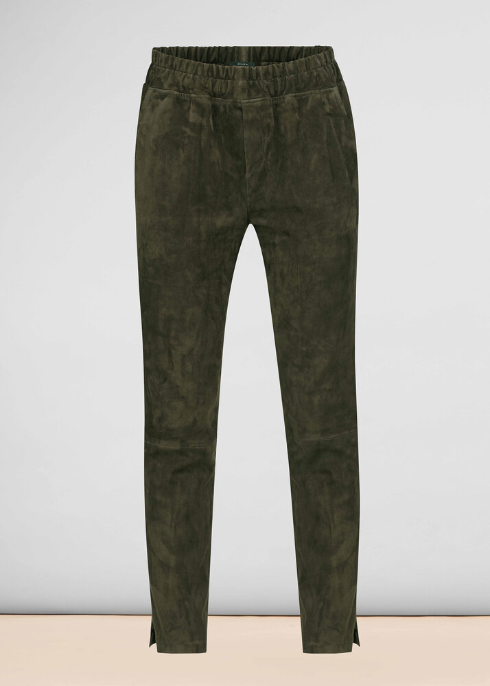 ZINGA Leather ZINGA Leather Wildleder Boyfriend Hose NOAH | Dunkelgrün