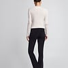 ZINGA Leather Black High Waisted Suede Flared Leggings with Elastic Waistband - Long Length