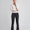 ZINGA Leather Black High Waisted Suede Flared Leggings with Elastic Waistband - Long Length