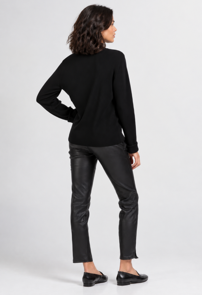 ZINGA Leather ZINGA Leather style NOAH Mid-Rise Stretch Leather Boyfriend Style (Ankle Length) in color Black