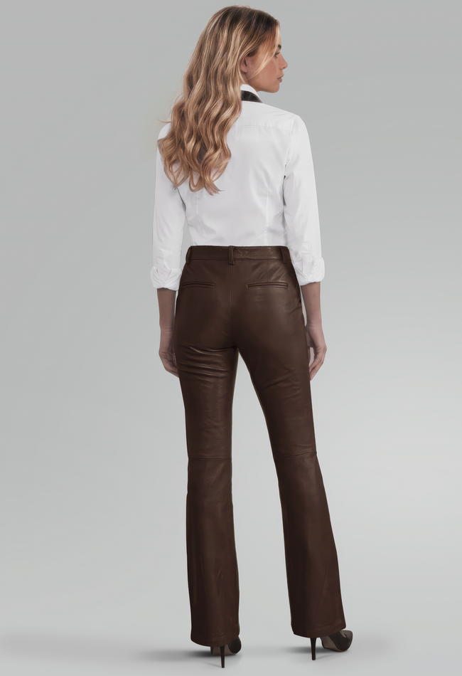 ZINGA Leather ZINGA Leder still FLO Mid-Rise Stretch Leder Slim Flare in farbe Braun