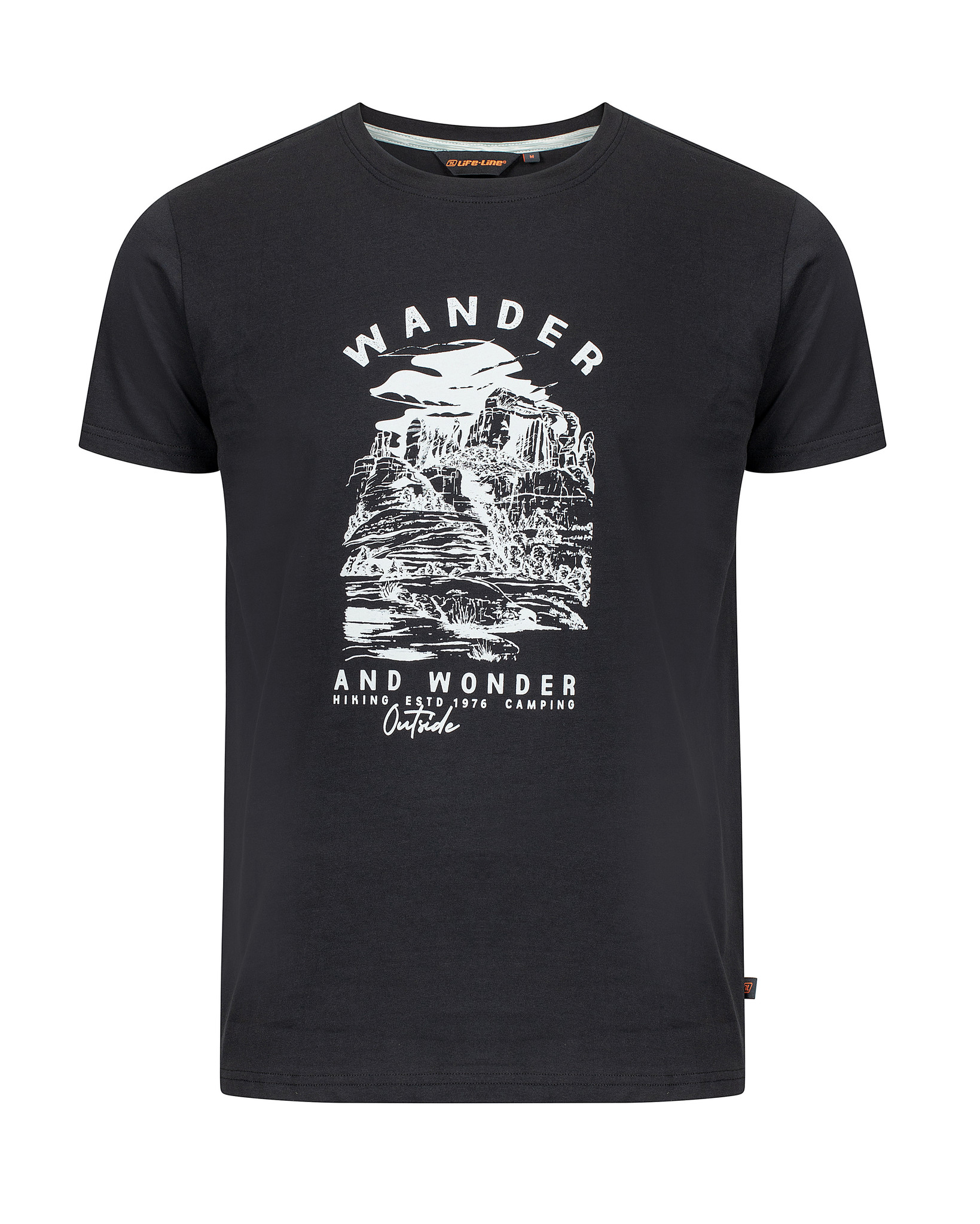 Life-Line - Eric T-shirt Heren | Bio Katoen - Zwart -  Outdoorshirt - Wandelshirt - Fleece Zwart