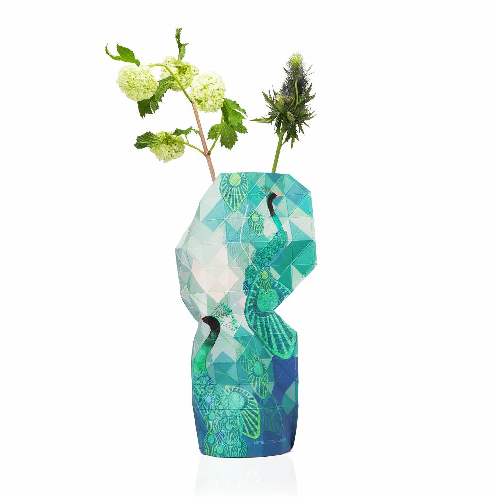 Dutch design Tiny Miracles Paper Vase Cover Peacock Tiny Miracles
