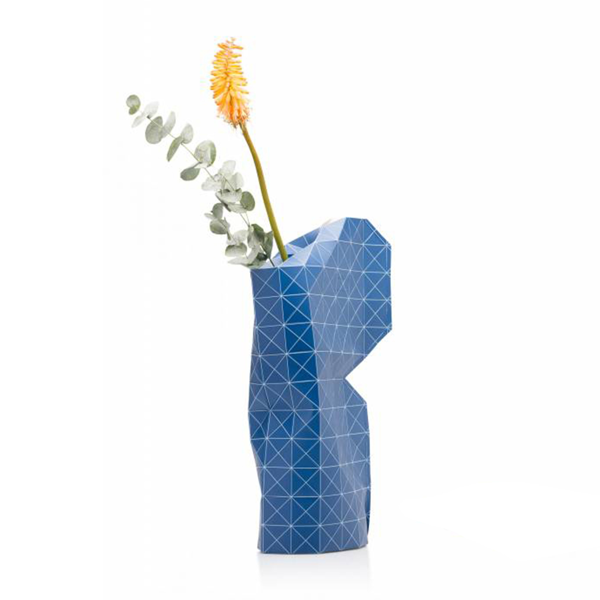 Paper Vase Cover Grid Blue Tiny Miracles Flatpacked designs