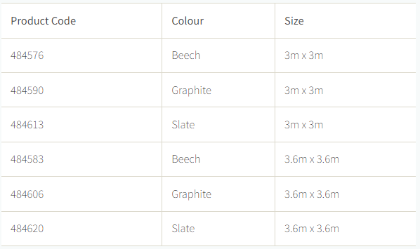 Coolaroo Everyday dimensions