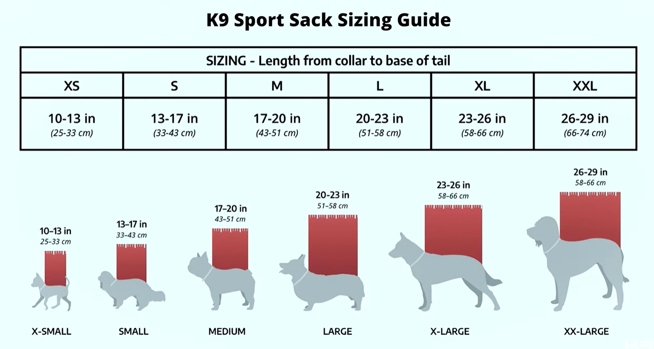 K9 Sports Sack Sizing