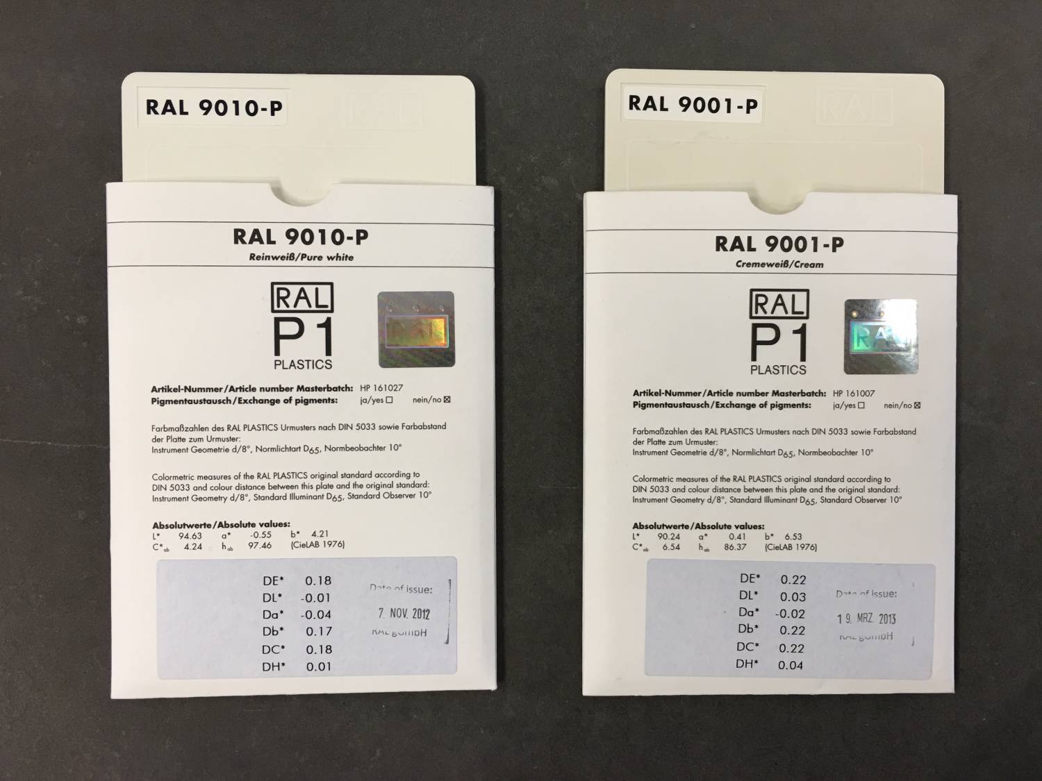 RAL 9001 vs RAL 9010