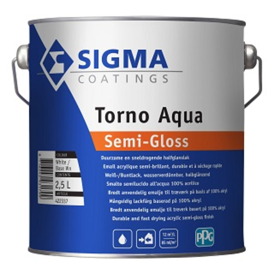 sigma torno aqua semi-gloss kleur 2.5 ltr