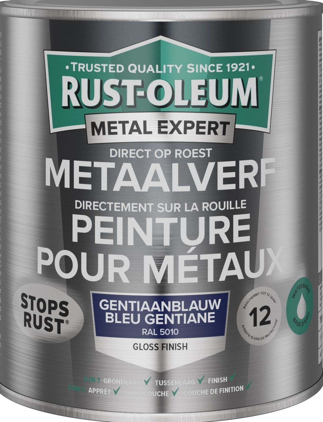 Rust-oleum Metalexpert Direct Op Roest Metaalverf Gloss - Waterbasis - 5010 750 Ml