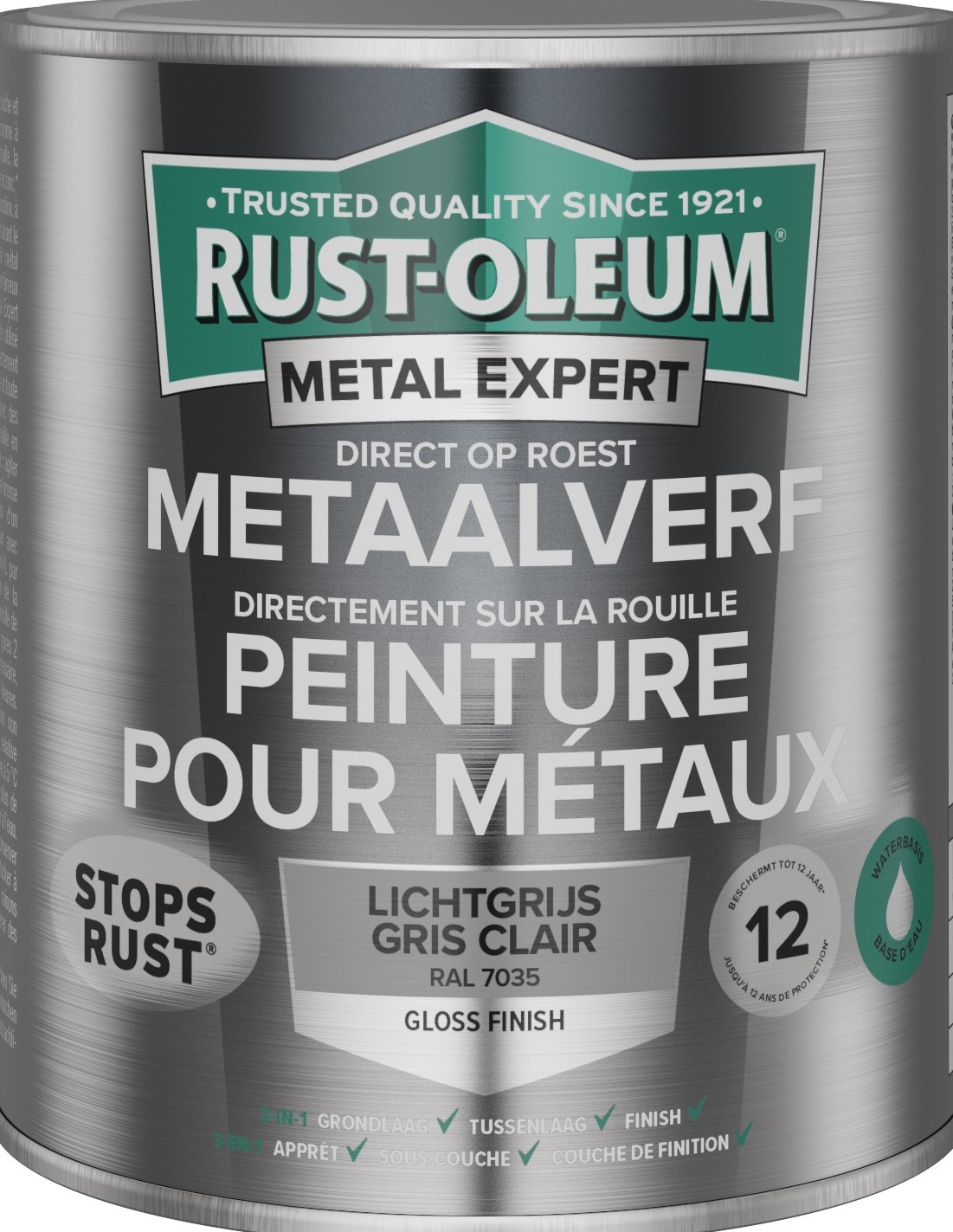 Rust-oleum Metalexpert Direct Op Roest Metaalverf Gloss - Waterbasis - 7035 250 Ml