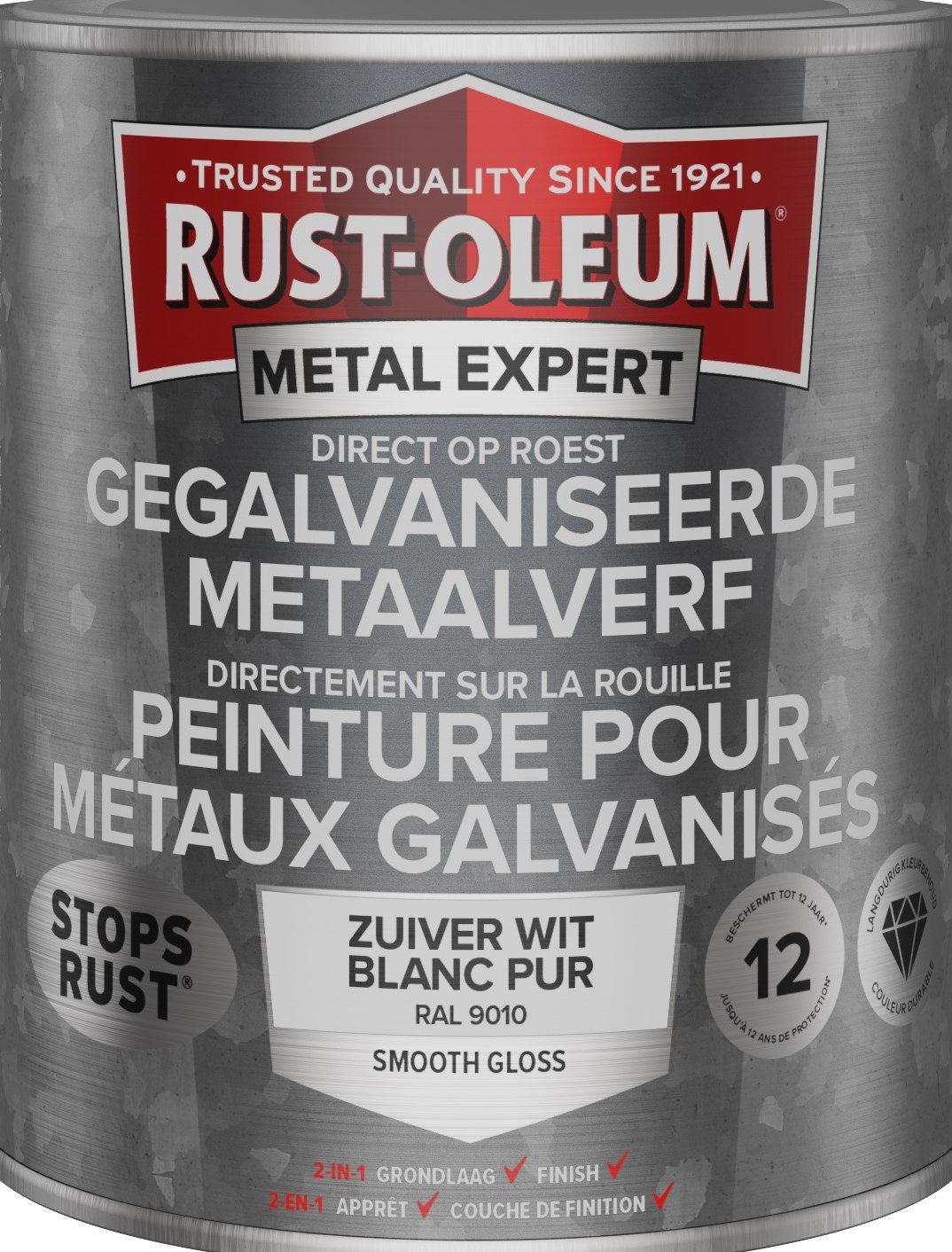 rust-oleum metal expert gegalvaniseerde metaalverf ral 9010 0.75 ltr