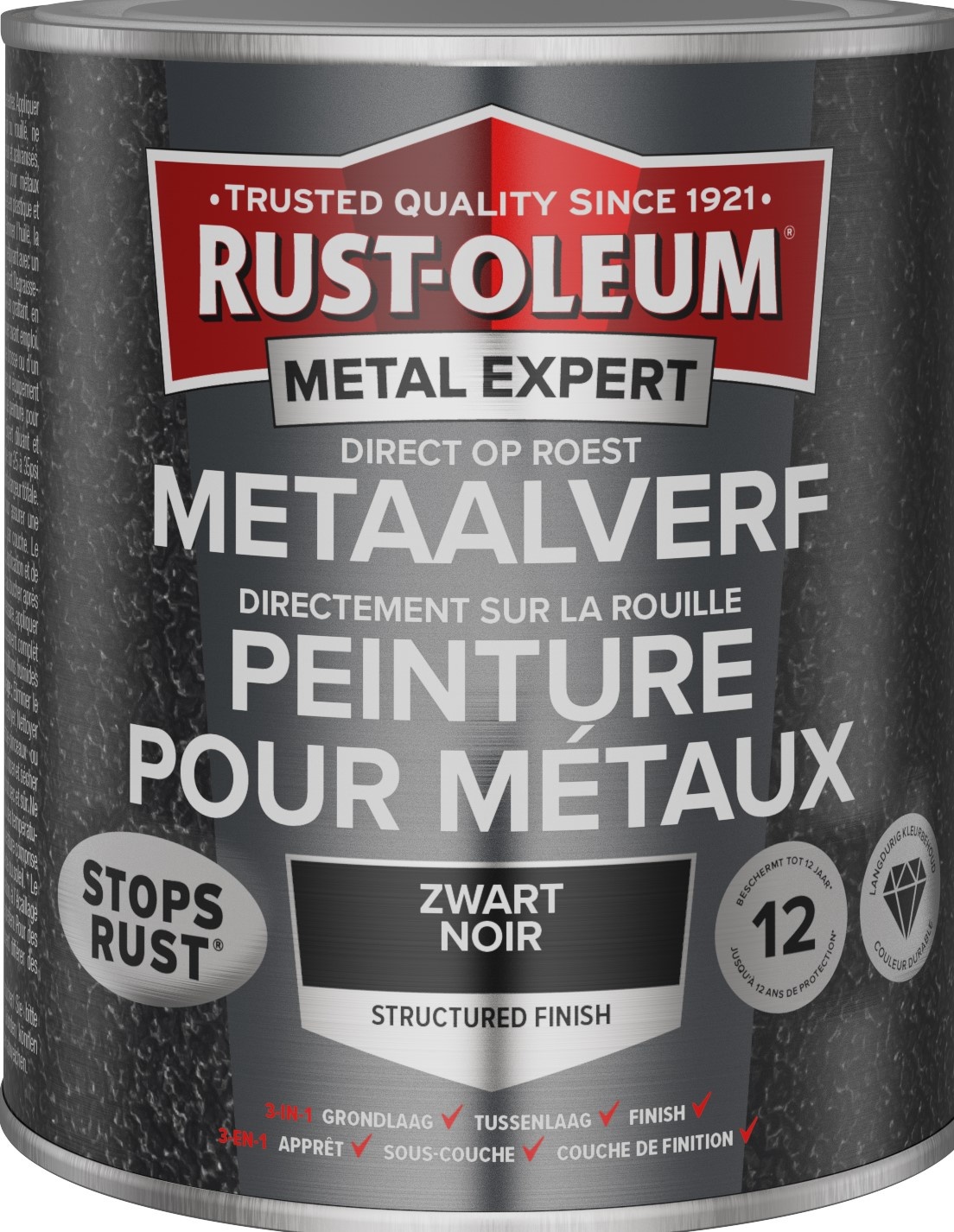 Rust-oleum Metalexpert Direct Op Roest Metaalverf - Structuur - Zwart 250 Ml