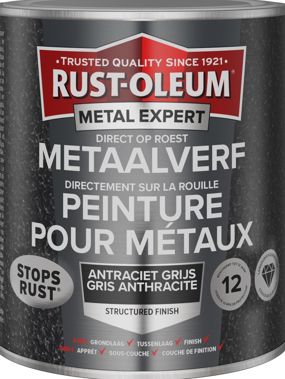Rust-oleum Metalexpert Direct Op Roest Metaalverf - Structuur - Antraciet 250 Ml