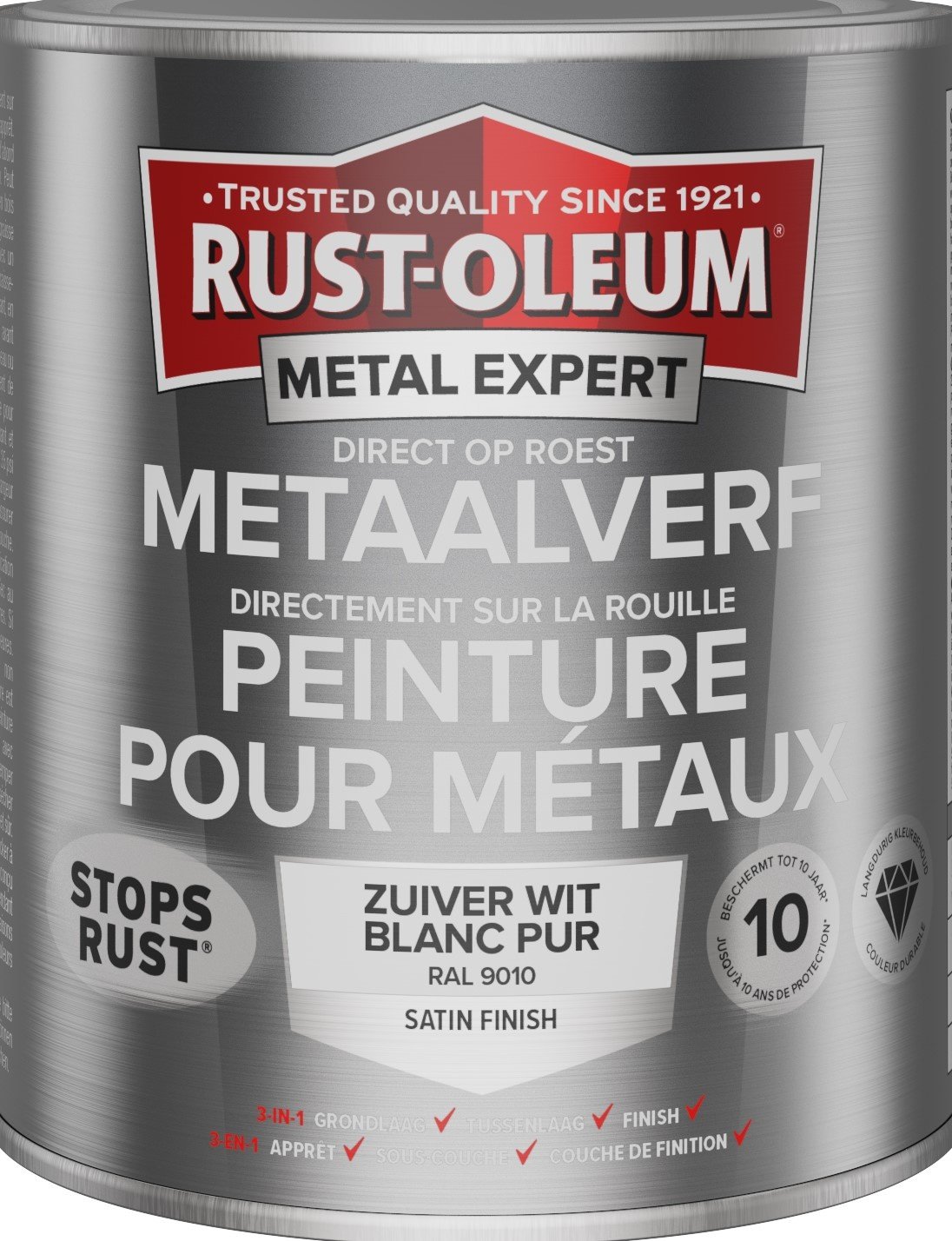 rust-oleum metal expert metaalverf satin ral 9010 0.75 ltr