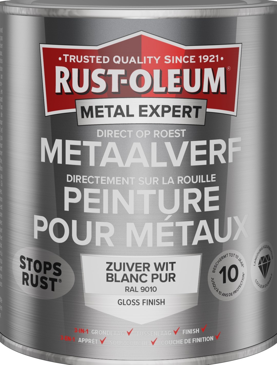 rust-oleum metal expert metaalverf gloss ral 9010 0.4 ltr spuitbus