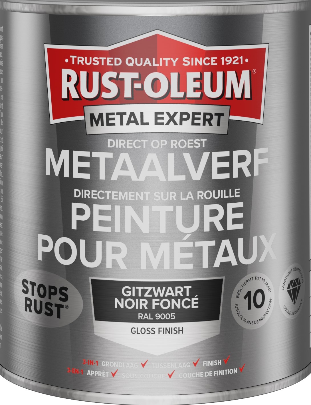 rust-oleum metal expert metaalverf gloss ral 9005 0.75 ltr