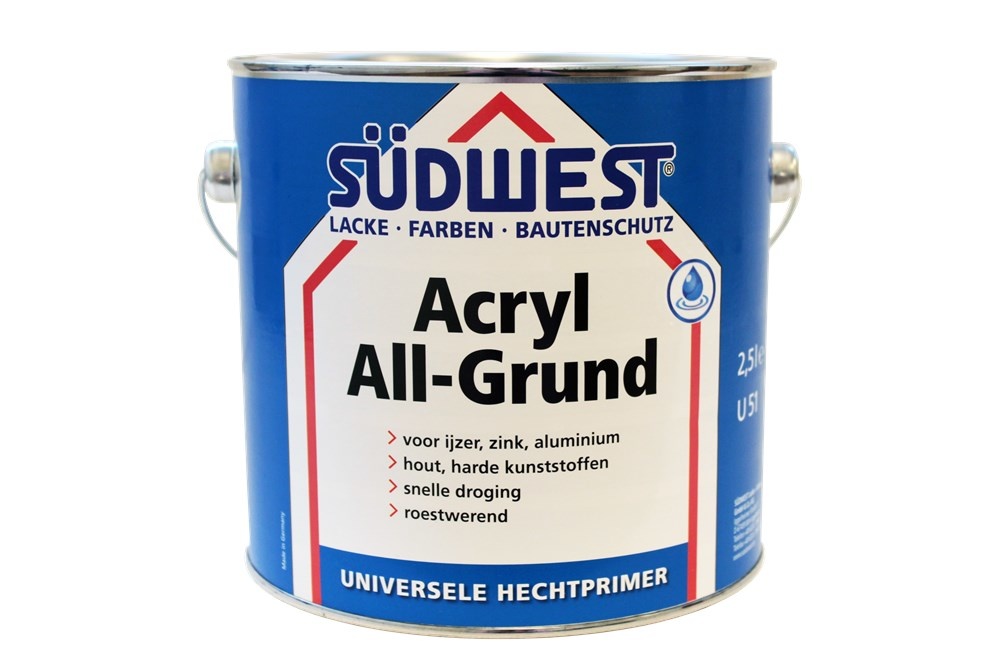 Sudwest Acryl All-grund U51 Zwart Ral 9005 2,5 Liter