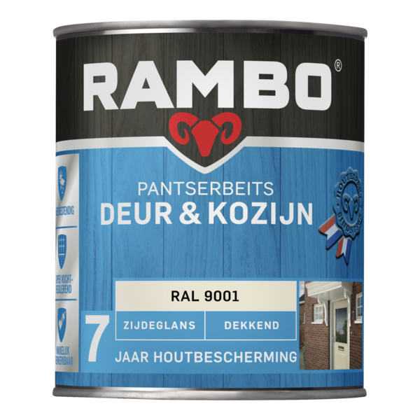 Rambo Pantserbeits Deur&Kozijn Zijdeglans Dekkend Ral 9001 0,75 Liter