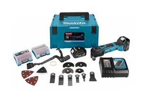 Makita DTM51RTJX3 18V Li-Ion Accu multitool set (2x 5.0Ah accu) + 41 delige accessoireset in Mbox - snelwissel