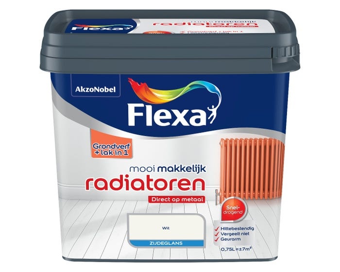 Radiatorenlak Flexa Mooie Makkelijk Wit Zijdeglans 750ml