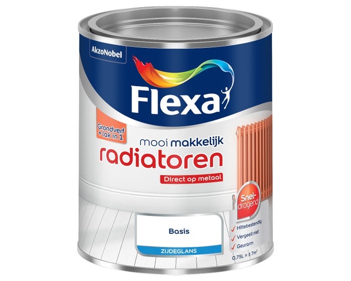 Flexa Mooi Makkelijk Radiatoren Zijdeglans 750ml 0,75 Liter