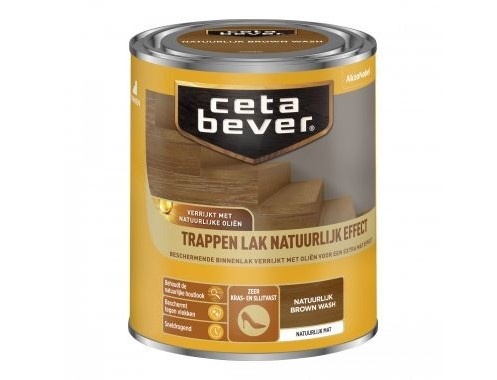 CetaBever Binnen Traplak - Natuurlijk Effect - Brown Wash - 750 ml