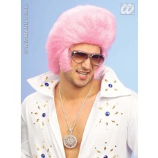 Party-accessoires: Pruik, Elvis the King in roze