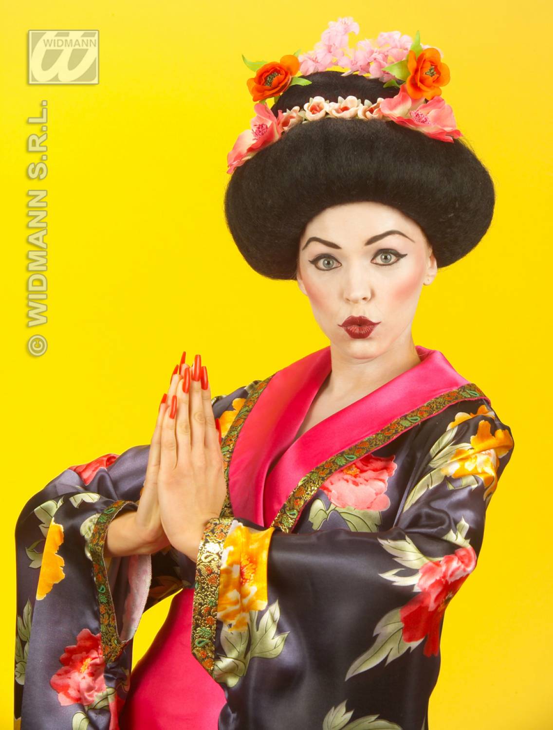 rijkdom schoorsteen Fokken Japanse Geisha pruik met bloem