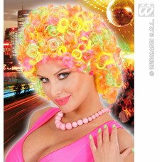 Feestaccessoires: Curly mix neon pruik