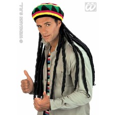 Party-artikelen Rastamuts met extra lange dread-locks