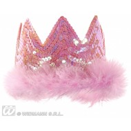 Party-accessoires: Tiara-kroontje met pailetten (roze)