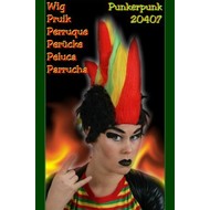 Carnaval- & feest accessoires: Pruik "Flame rood/geel/groen"