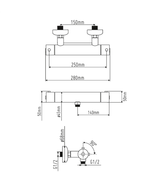 RVS Douche Set met Thermostaat SD1012 RVS316 Haakrvs