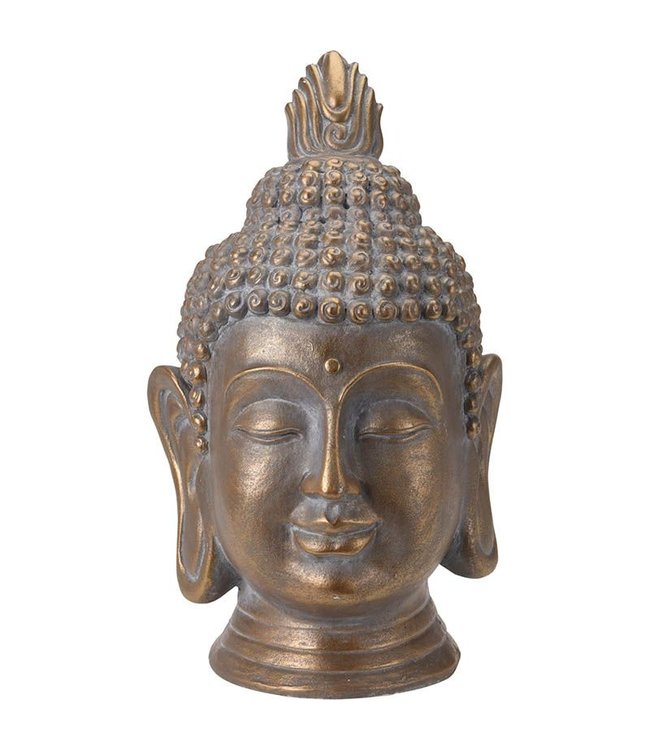 Boeddha Hoofd - Tuinbeeld - bronskleur - 53.5cm