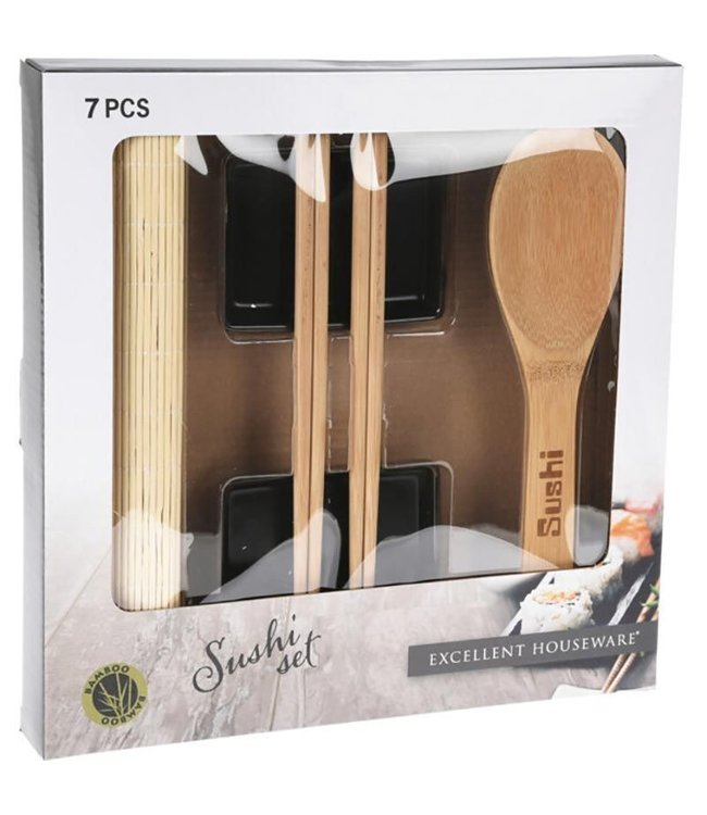 Excellent Houseware Sushi Set Bamboe + Keramiek voor 2 personen