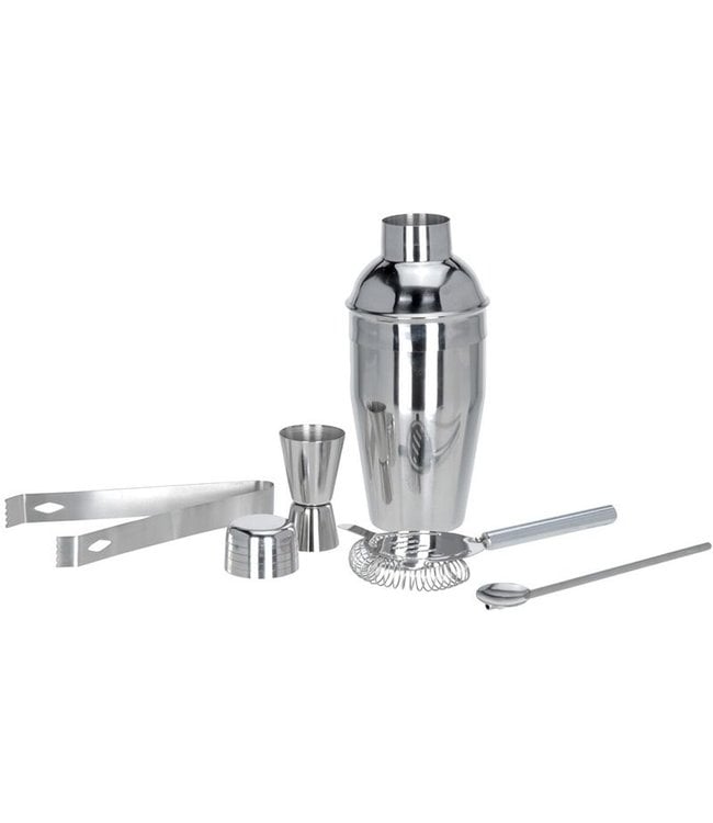 Cocktailset RVS - 5-delig - Cocktailshaker - Lepel - Klopper - Maatbeker - IJstang