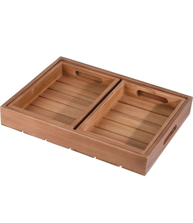 Dienbladen - hout teak - set van 3