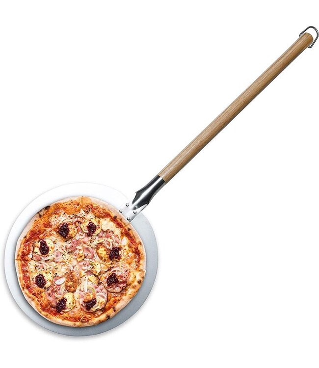 Bergner Masterpro Pizzaschep XL - voor oven en BBQ - Ø30 x 87cm - met afneembaar handvat - RVS