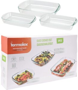 Termolex Ovenschalen Set - 3-delig - 1.6L -2.6L - 3.6L - Glas - Vaatwasserbestendig