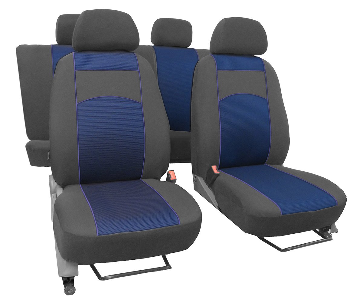▷ Sitzbezüge passend für Skoda Fabia Set SporTTo in Grau/Blau