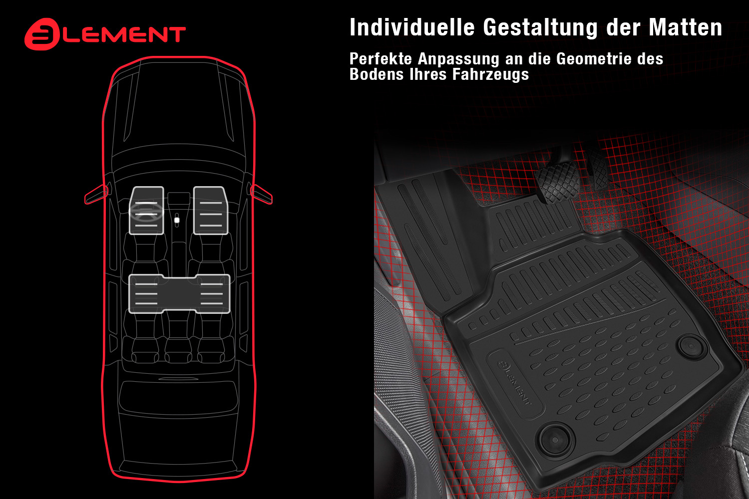 Element Passgenaue Premium Antirutsch Gummi Fußmatten - Mazda CX5
