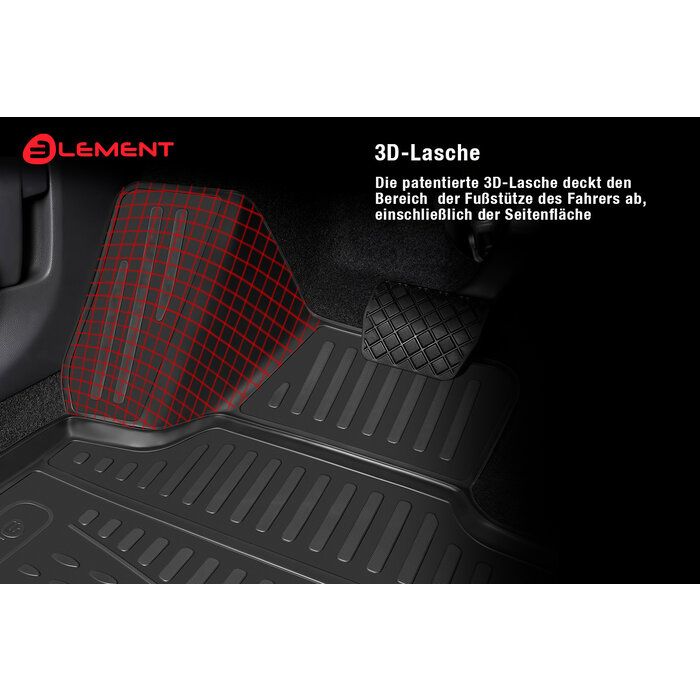 Element 3D Element Gummi Fußmatten für Peugeot 3008