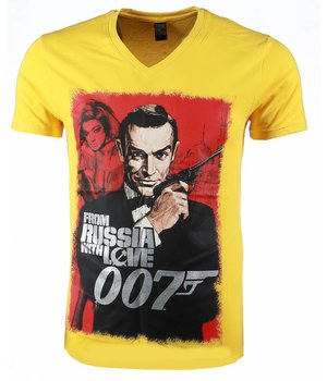 Local Fanatic T-shirt - James Bond From Russia 007 Print - Geel