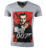 Local Fanatic T-shirt - James Bond From Russia 007 Print - Grijs