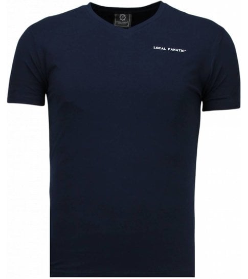 Local Fanatic Basic Exclusieve V Neck - T-Shirt - Blauw