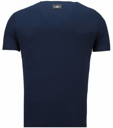 Local Fanatic Basic Exclusieve V Neck - T-Shirt - Blauw