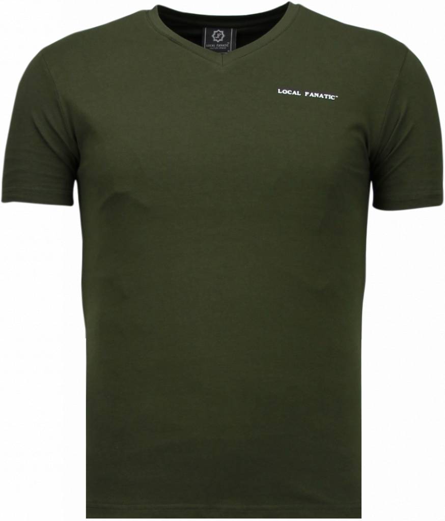 Local Fanatic Basic Exclusieve V Neck T Shirt Groen local fanatic kopen in de aanbieding