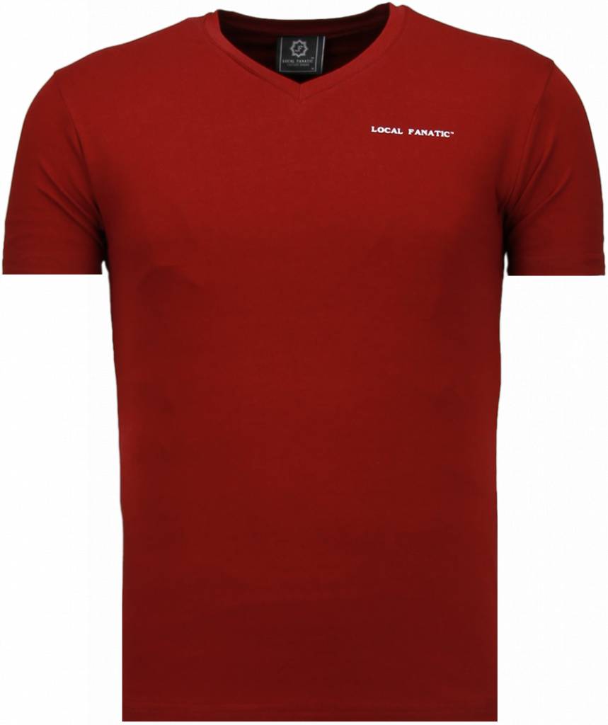 Local Fanatic Basic Exclusieve V Neck T Shirt Bordeaux local fanatic kopen in de aanbieding